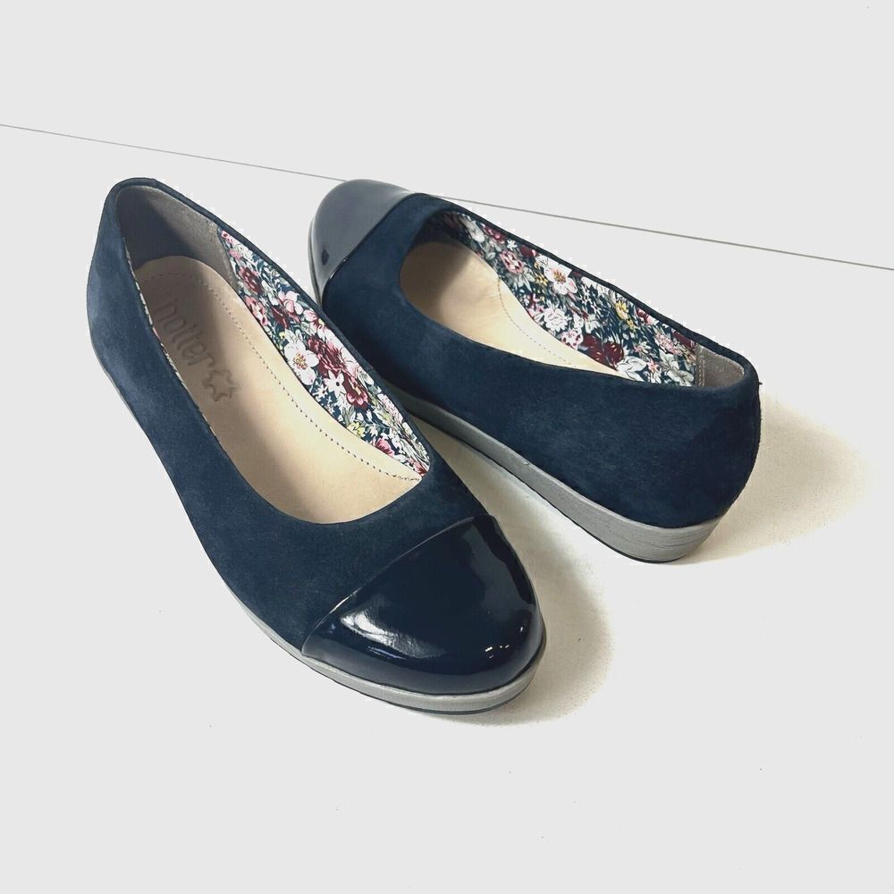 Hotter Women's Blue Leather Flats Slip On Shoe Size UK 5.5 US 7.5 Comfort Casual
